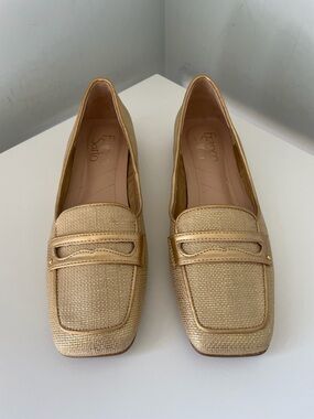 Franco Sarto Gold Square-Toe Loafers | Size 6